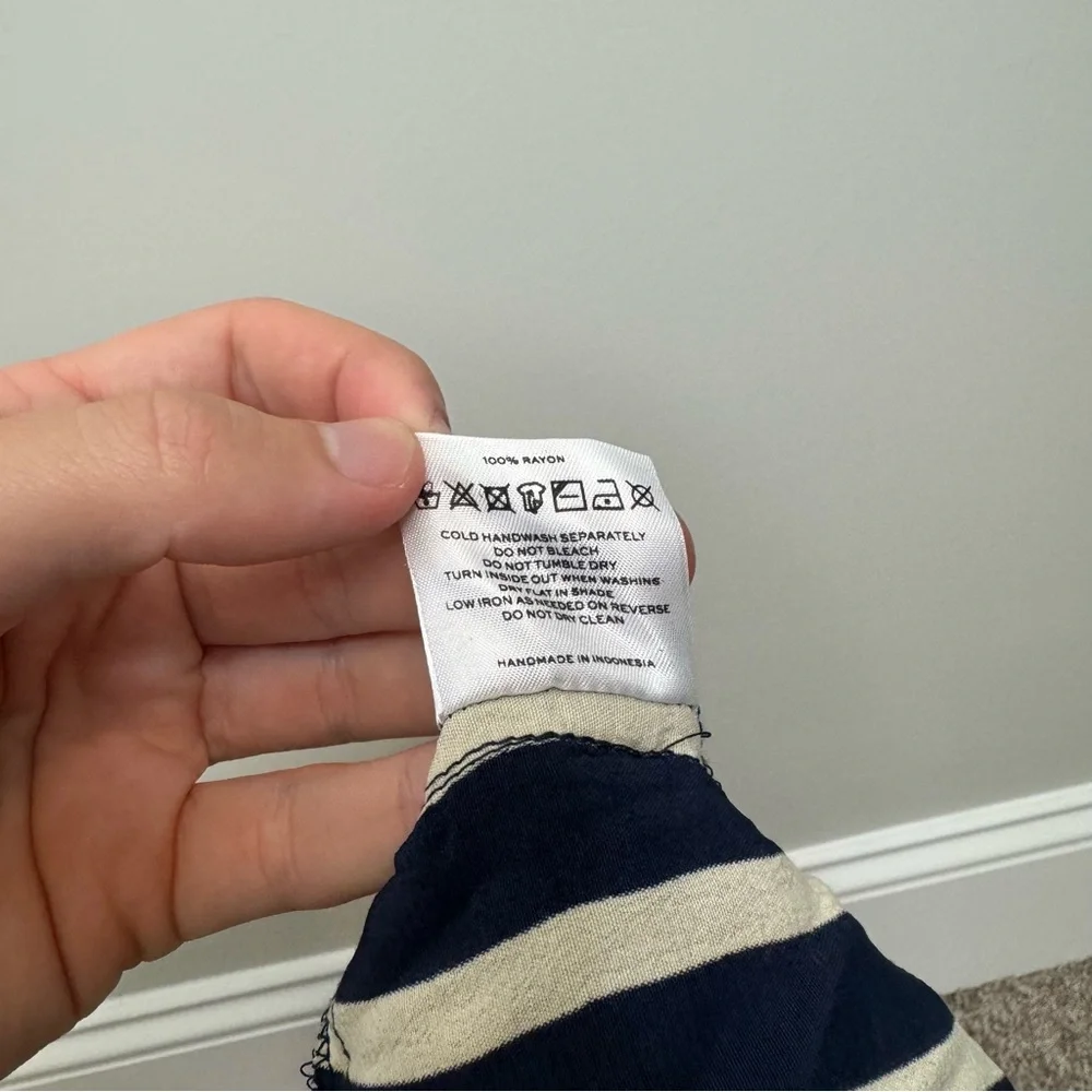 Faithful The Brand Revolve Ocean Dip Dress in Mazur Stripe Print Blue Cream - Picture 9 of 9